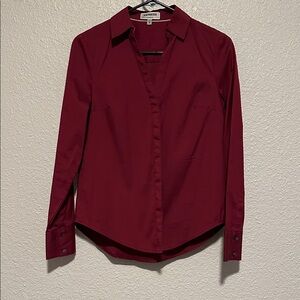 Express Deep Red Button-Down Shirt